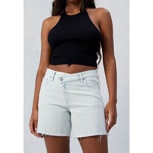 NWT Womens PacSun High Rise Relaxed Shorts Cross Button SZ 27